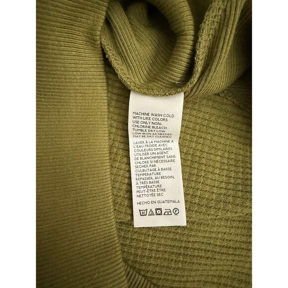 Free People Women's Large V-Neck Top Green Ferngully Waffle Pullover New - Picture 6 of 7